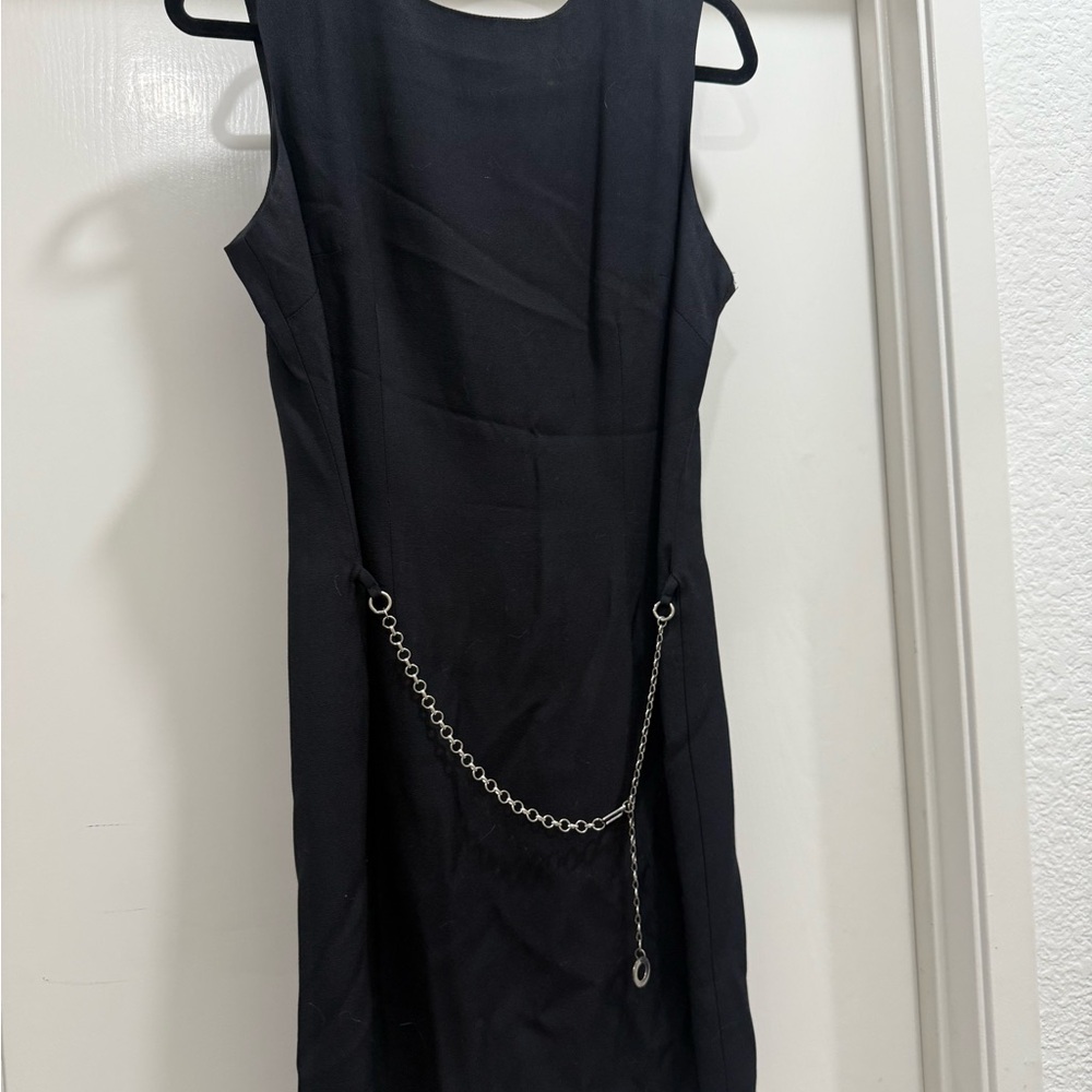 CDC Black Mini Dress with Silver Chain Accent
